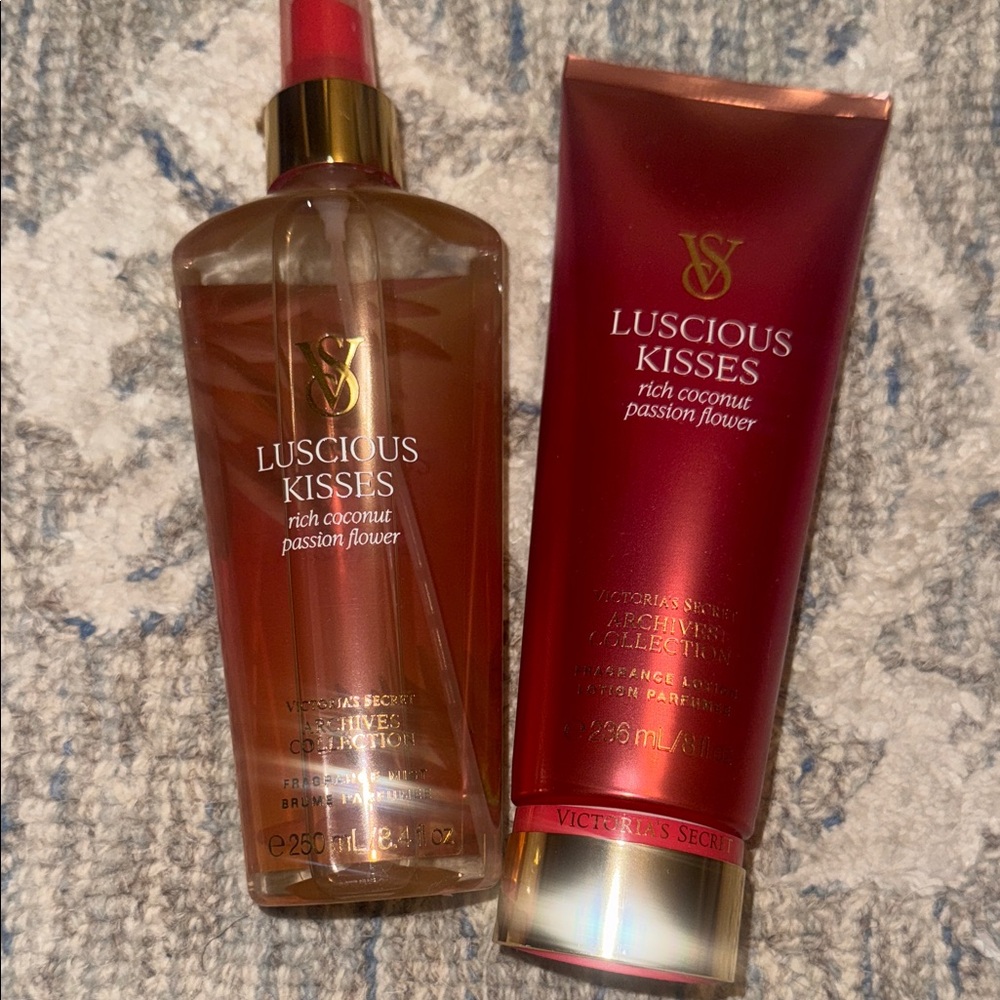 Victoria's Secret Luscious Kisses Body Mist & Lotion - Red and Gold